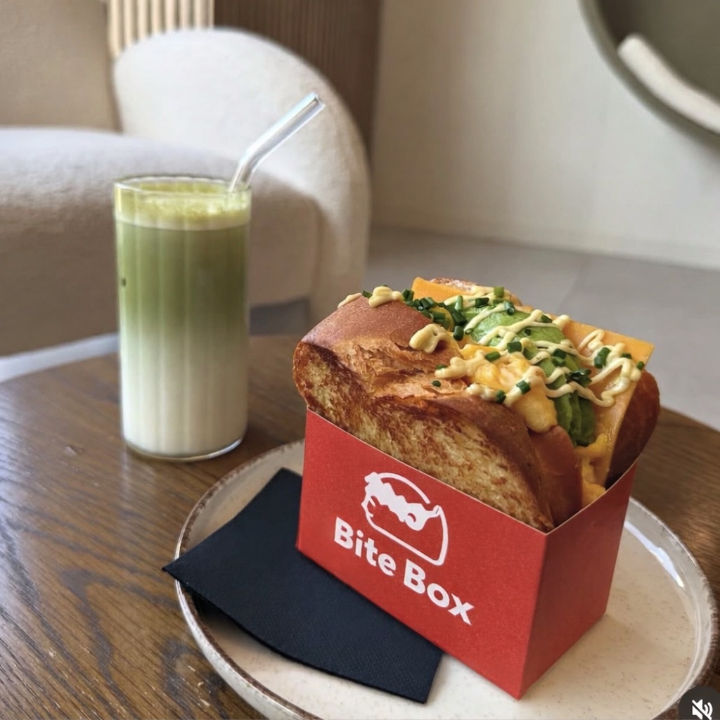 Bite Box signature sandwich in branded red box